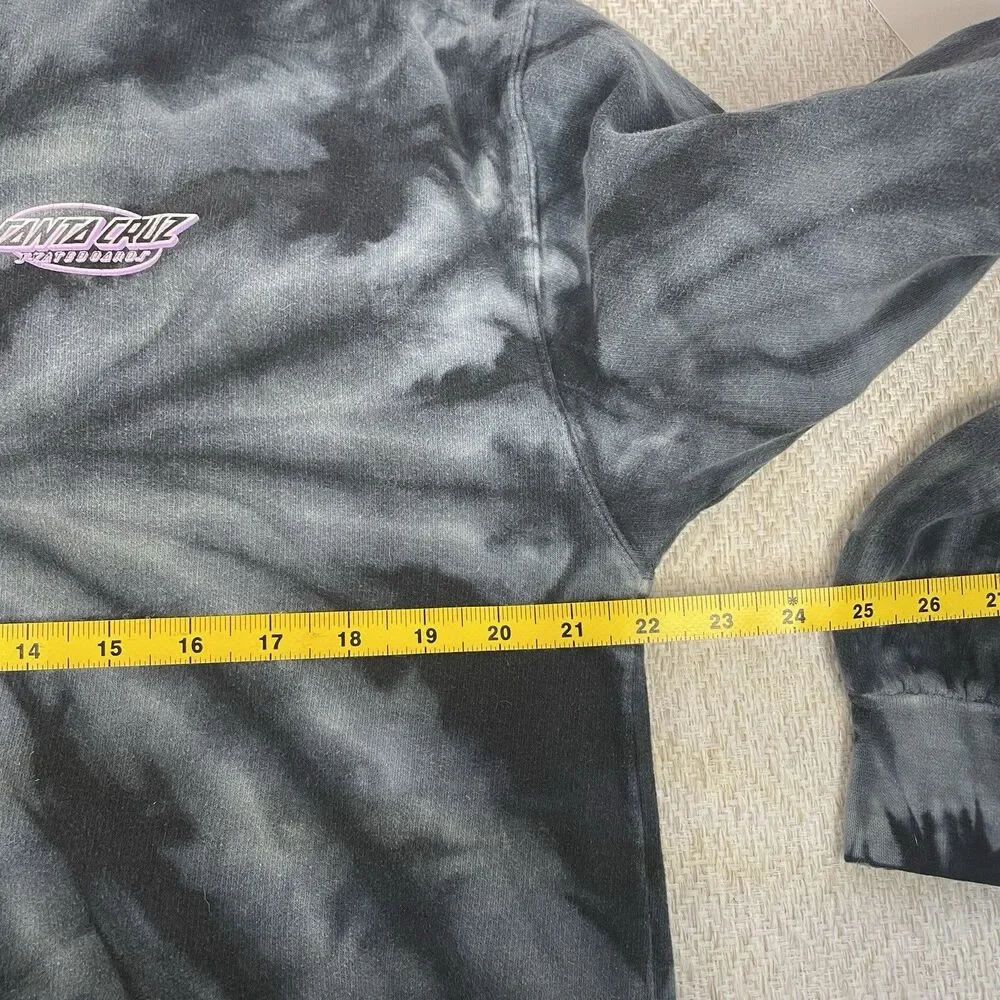 Santa Cruz Colortone Adult M Gray Black Tie Dye Hoodie Sweatshirt - Picture 7 of 8